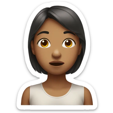 Girl holding her breath, mouths closed, with her big cheeks full. sticker