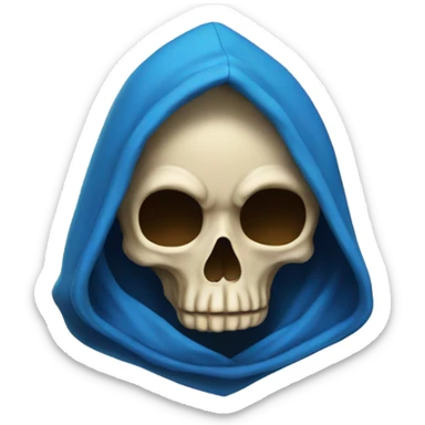 skull wearing blue hood and cloak sticker