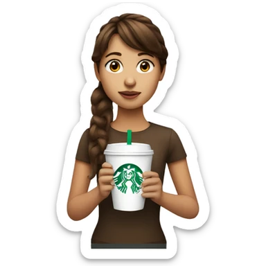 Girl-with-brown-hair-and-bangs-drinking-starbucks sticker