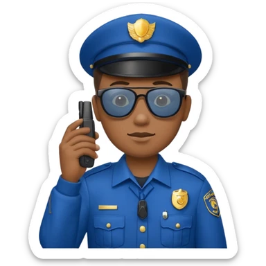 school security, blue cloth, sun glasses, holding walkie-talkie sticker