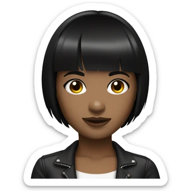 girl dj with fair skin short black hair and bangs sticker