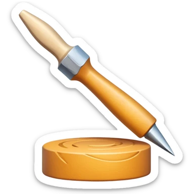 icon for Sculpting with sculpting tools, unfinished sculpture on a textured surface, minimalistic style, clean lines, transparent background. sticker