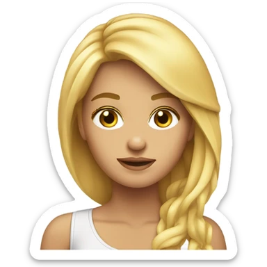 Chica rubia de cabello largo de frente iphone sticker