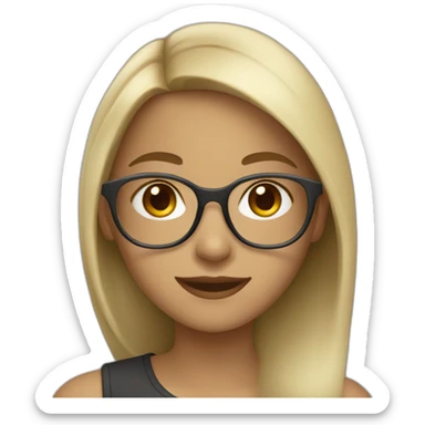 Dark blonde girl with silver glasses and dark brown eyes smiling sticker