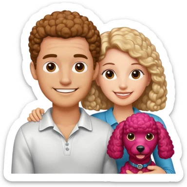 Pareja con perrito poodle sticker