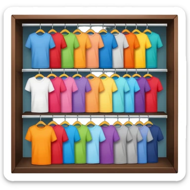 A closet with T-shirts in different colors. sticker