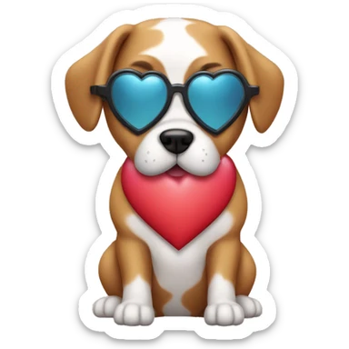 cute dog with heart glasses sticker