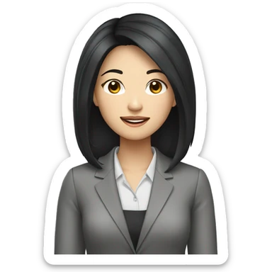 young asian woman office worker with black hair sticker
