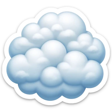 Cinematic Realistic Cumulus Emoji, Big and puffy, with cotton-like clouds floating in the clear blue sky. The rounded tops of the clouds glow with the light of the sun, while their soft, white texture adds a sense of calm and spaciousness. Soft glowing outline, capturing the essence of warmth, comfort, and peaceful skies in a perfect cumulus cloud! sticker