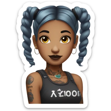 Tattooed girl with space buns and side bang sticker