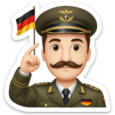 man with mustache saluting the flag of Germany  sticker