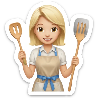 Blonde girl, cooking , cleaning  sticker