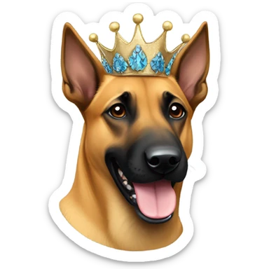 Belgian malinois wearing crown sticker