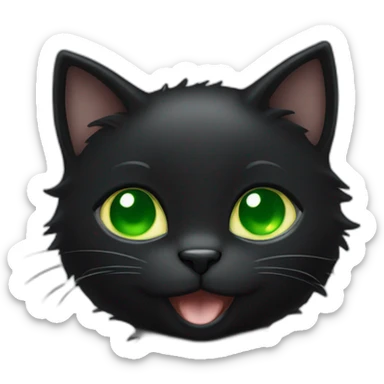 totally black kitten with green eyes laughs sticker