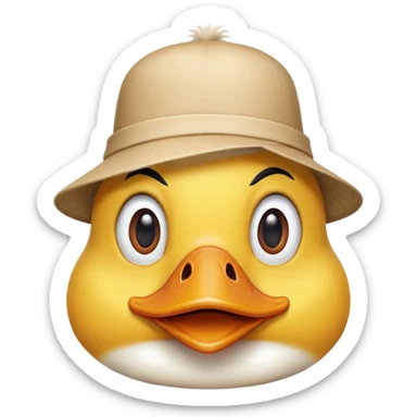 duck with crazy expression wearing a tiny hat, beak wide open sticker