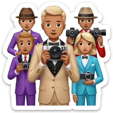 someone who's taking a photo in a room with with the wax figures of celebrities sticker