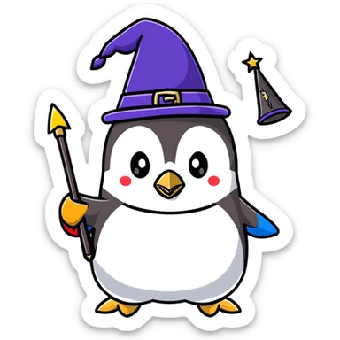 penguin wizard sticker