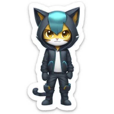 Catboy-Chibi-Sona-Shiny-Fakémon with a mask full body sticker