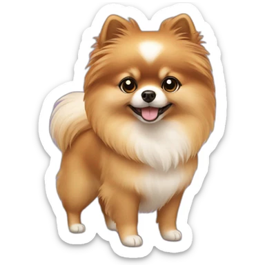 pomeranian dog with girl brown hair sticker