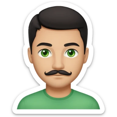 Handsome man with medium skin tone and green eyes with black short hair and short mustache  sticker