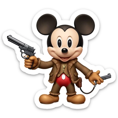 Mickey Mouse with a gun sticker