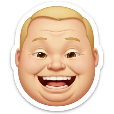 fat man overly laughing until crying  sticker