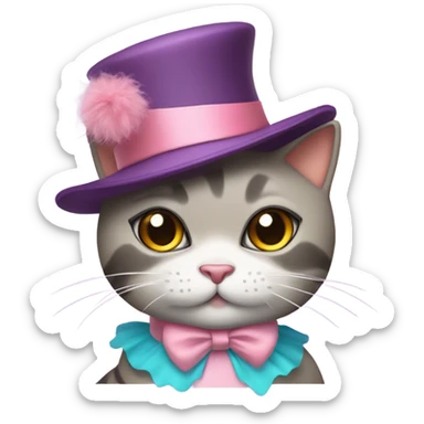 cat wearing a ballerina outfit and bowler hat sticker
