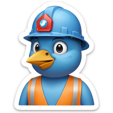 twitter bird wearing a hardhat sticker