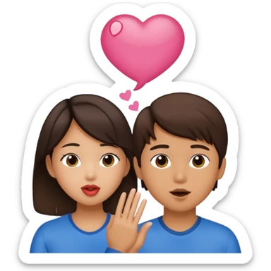 Asian girl blowing kiss to brunette boy  sticker