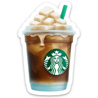 Starbuck ice coffee with ice cubes sticker