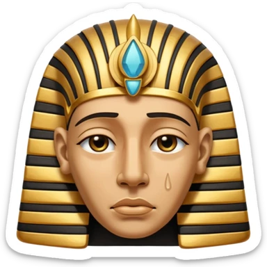 Discord emoji for "RA Silkroad", Ancient Egyptian theme, crying Pharaoh face, cartoonish, colorful, shiny gold accents, small and clear.
 sticker