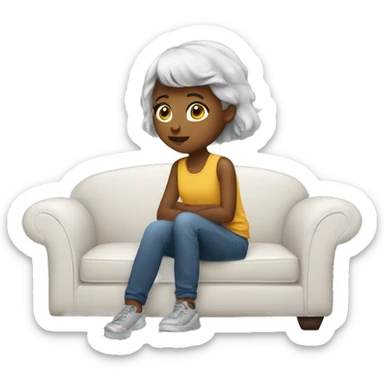 A girl how sit on a couch  sticker