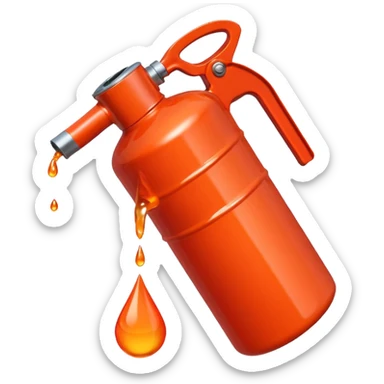 simple red gasoline canister plain dispensing orange drops of fuel sticker