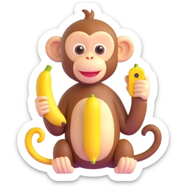 cute monkey pretending to talk on a banana phone sticker