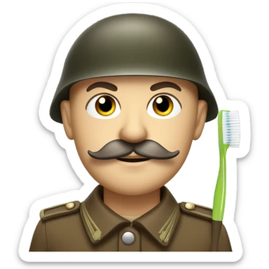 German soldier with toothbrush moustache In brown uniform sticker