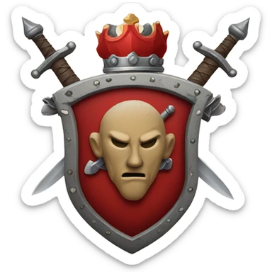 Red family crest with stones and swords sticker