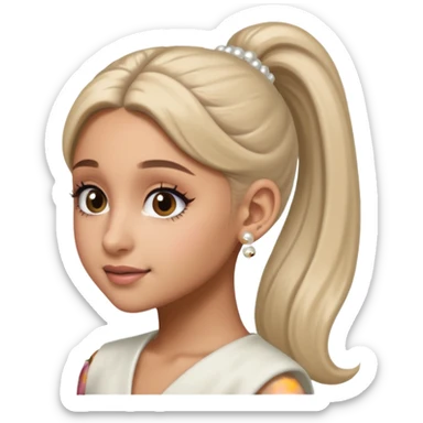 Ariana grande with a pony tail and pearl earrings  sticker