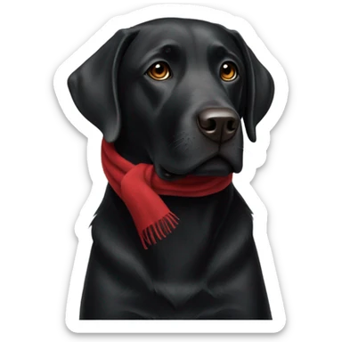 Black Labrador with a red scarf sticker