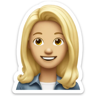 smiling blonde with long hair eating mayonnaise sticker