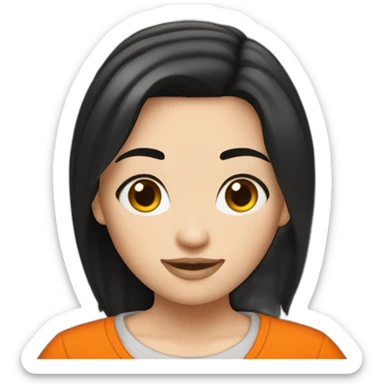 White girl with black hair Prisoner with orange shirt sticker