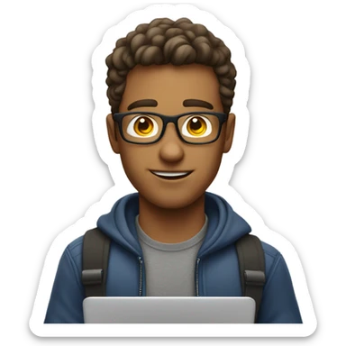 Handsome nerdy guy with a laptop  sticker