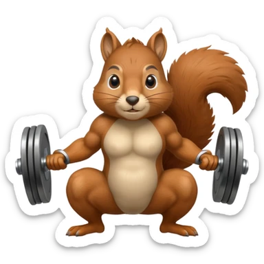 Squirrel squatting with weights sticker