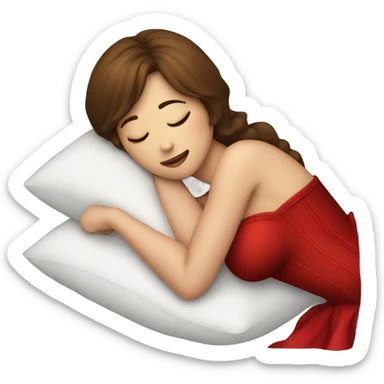 Girl with brown hair sleeping on pillow red corset  sticker