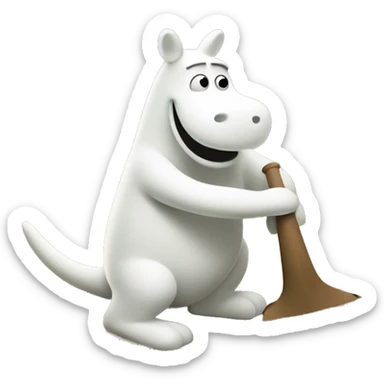 moomintroll painting a dig sticker