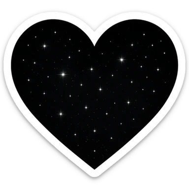 Modify the heart with a night sky gradient to black night theme with a black gradient, more stars, and a soft glow. Remove the background entirely  sticker