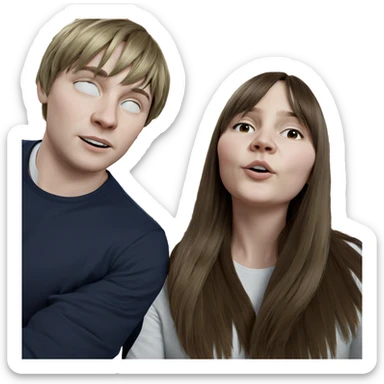blonde and brown haired duo sticker