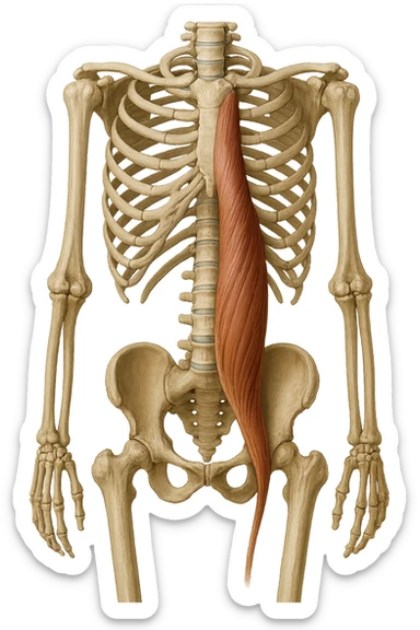 fai un immagine identica che riguarda IL MUSCOLO PSOAS i in evidenza (anatomicO) con colori naturali di un corpo umano. falla iperrealistica anatomica in 4k sticker