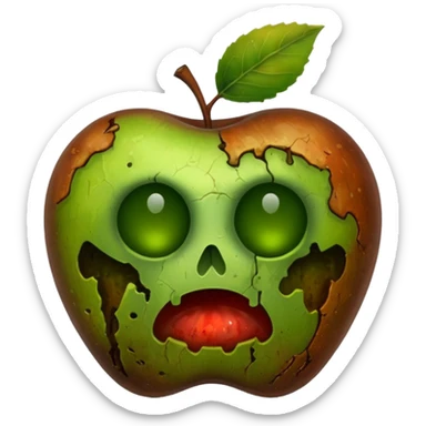 moldy apple without eyes and face sticker