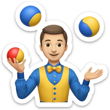 circus juggler zelensky juggling two balls blue and yellow sticker