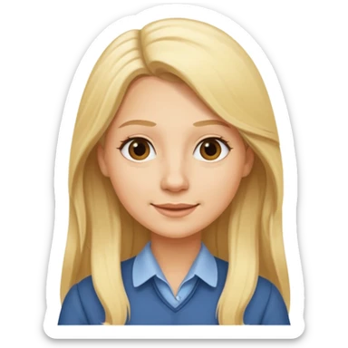 fun blonde history teacher, long blonde hair, casual, cheerful sticker